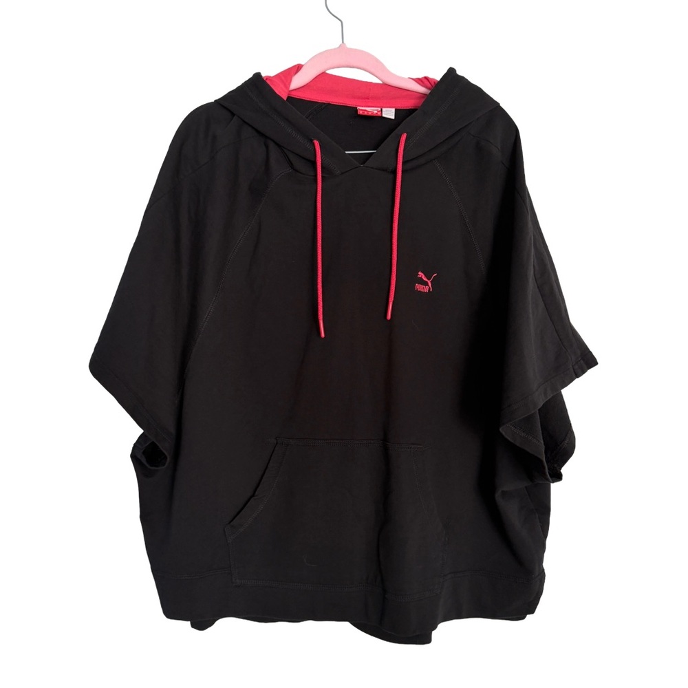 Puma Black Hoodie with Pink Trim